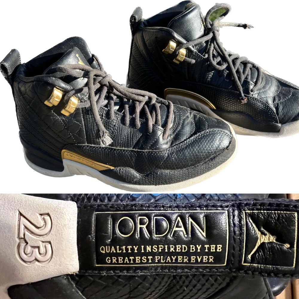 🏀 🐲☑️Nike Air Jordan XII / 12 | Retro Reptile 2019 | Midnight Black Gold White